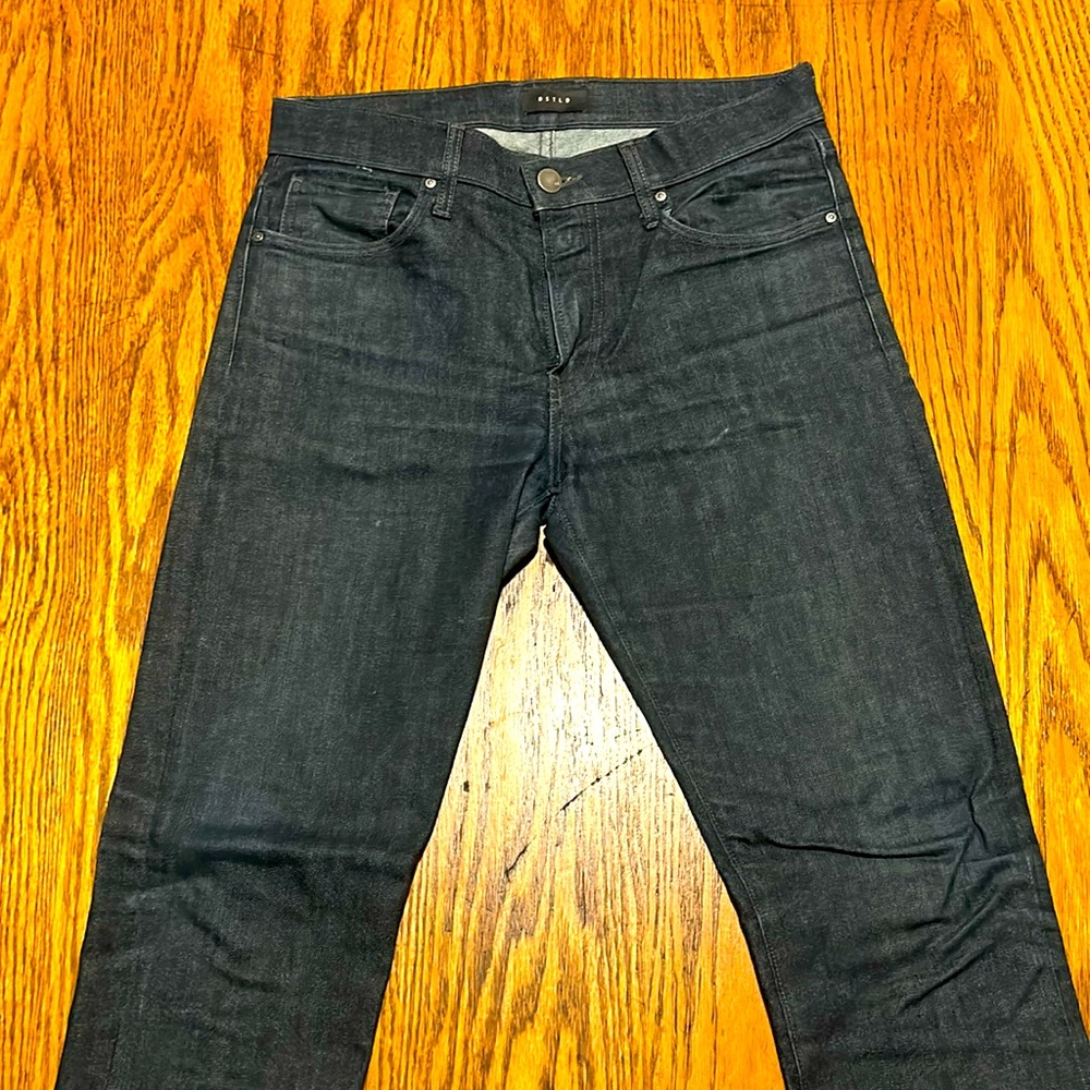 DSTLD Slim Jean, Navy, Raw Denim Blue Jeans, 31x32